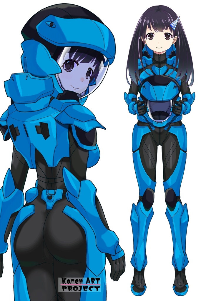 ゆりちゃん+流木野サキのパイロットスーツ(Yuri Original Color)【革命機ヴァルヴレイブ03】背面アングル Yuri is wearing Saki Rukino's Pilot Suit(Yuri Original Color)【Revolutionary Machine Valvrave03】Back Angle