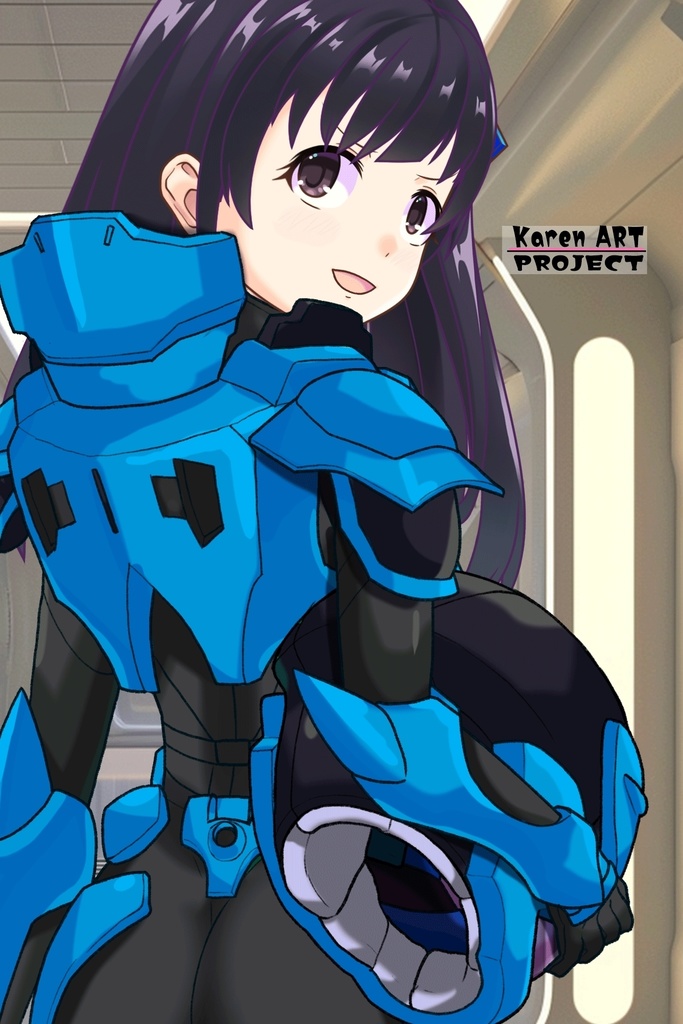 ゆりちゃん+流木野サキのパイロットスーツ(Yuri Original Color)【革命機ヴァルヴレイブ03】背面アングル Yuri is wearing Saki Rukino's Pilot Suit(Yuri Original Color)【Revolutionary Machine Valvrave03】Back Angle