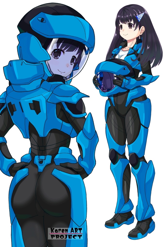 ゆりちゃん+流木野サキのパイロットスーツ(Yuri Original Color)【革命機ヴァルヴレイブ03】背面アングル Yuri is wearing Saki Rukino's Pilot Suit(Yuri Original Color)【Revolutionary Machine Valvrave03】Back Angle