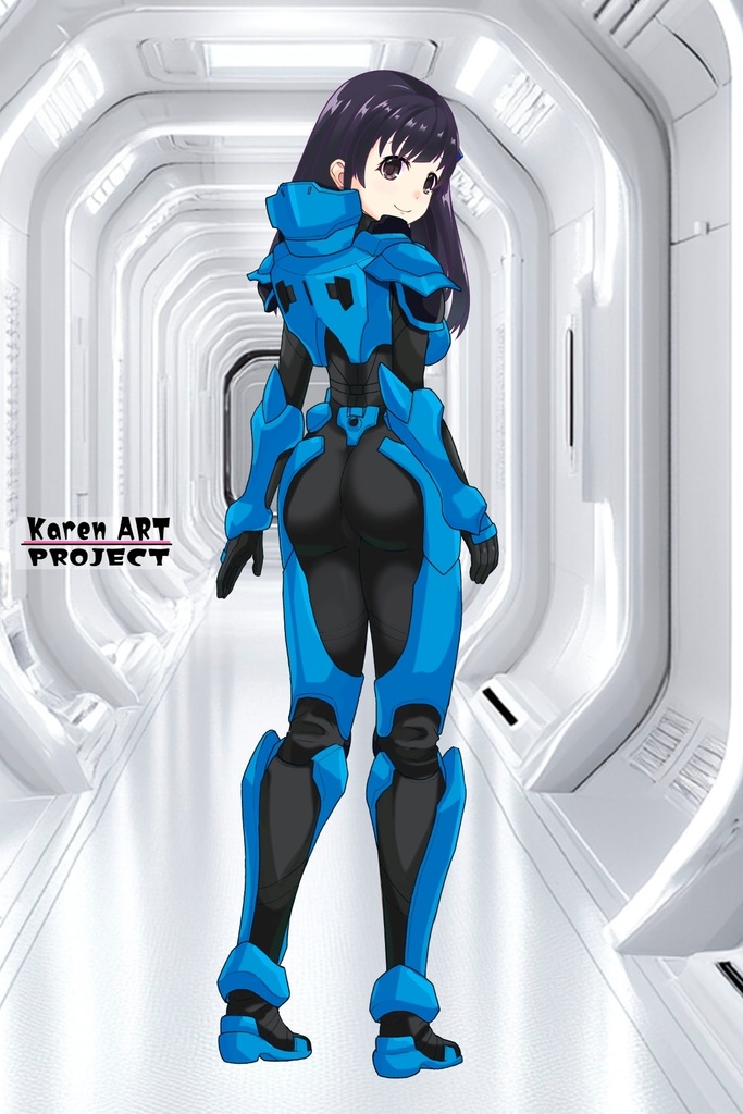 ゆりちゃん+流木野サキのパイロットスーツ(Yuri Original Color)【革命機ヴァルヴレイブ03】背面アングル Yuri is wearing Saki Rukino's Pilot Suit(Yuri Original Color)【Revolutionary Machine Valvrave03】Back Angle