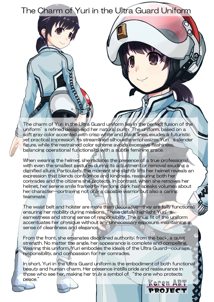 ゆりちゃん+友里アンヌのウルトラ警備隊制服 【ウルトラセブン01】正面アングル Yuri is wearing Anne Yuri's Uniform【Ultraseven01】Front Angle