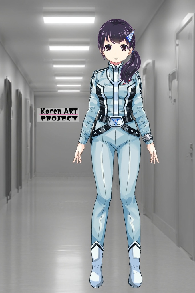 ゆりちゃん+友里アンヌのウルトラ警備隊制服 【ウルトラセブン01】正面アングル Yuri is wearing Anne Yuri's Uniform【Ultraseven01】Front Angle