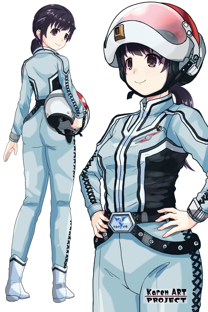 ゆりちゃん+友里アンヌのウルトラ警備隊制服【ウルトラセブン02】斜め前アングル Yuri is wearing Anne Yuri's Uniform【Ultraseven02】Diagonal front angle