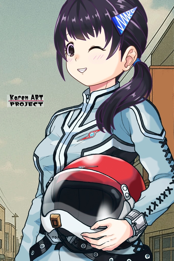 ゆりちゃん+友里アンヌのウルトラ警備隊制服【ウルトラセブン02】斜め前アングル Yuri is wearing Anne Yuri's Uniform【Ultraseven02】Diagonal front angle