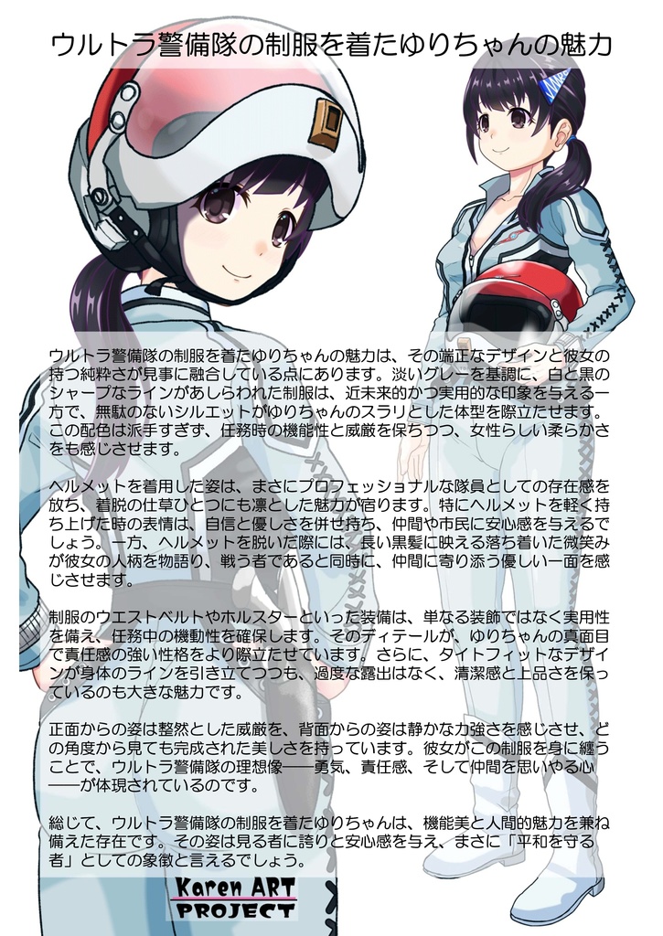 ゆりちゃん+友里アンヌのウルトラ警備隊制服【ウルトラセブン03】背面アングル Yuri is wearing Anne Yuri's Uniform【Ultraseven03】Back Angle