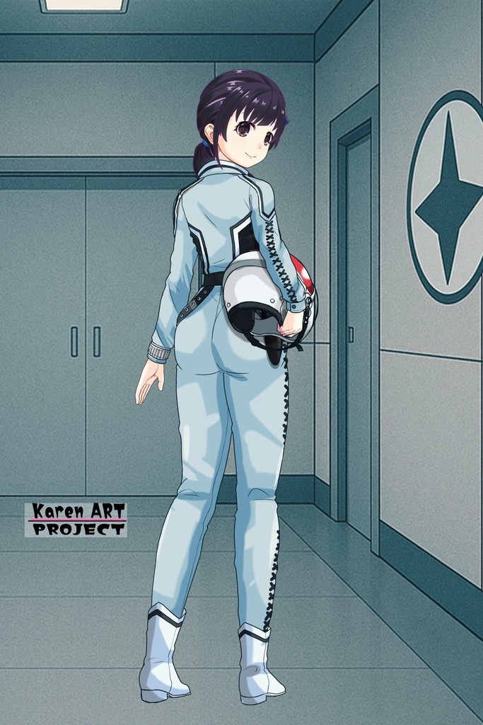 ゆりちゃん+友里アンヌのウルトラ警備隊制服【ウルトラセブン03】背面アングル Yuri is wearing Anne Yuri's Uniform【Ultraseven03】Back Angle