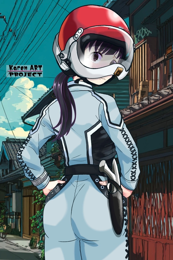 ゆりちゃん+友里アンヌのウルトラ警備隊制服【ウルトラセブン03】背面アングル Yuri is wearing Anne Yuri's Uniform【Ultraseven03】Back Angle