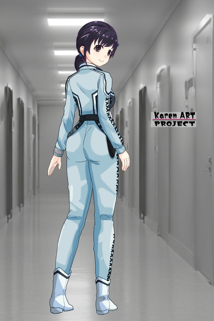 ゆりちゃん+友里アンヌのウルトラ警備隊制服【ウルトラセブン03】背面アングル Yuri is wearing Anne Yuri's Uniform【Ultraseven03】Back Angle