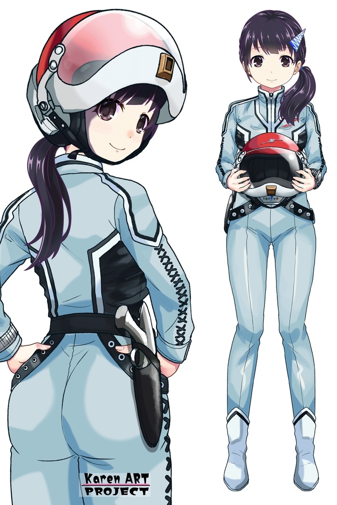 ゆりちゃん+友里アンヌのウルトラ警備隊制服【ウルトラセブン03】背面アングル Yuri is wearing Anne Yuri's Uniform【Ultraseven03】Back Angle