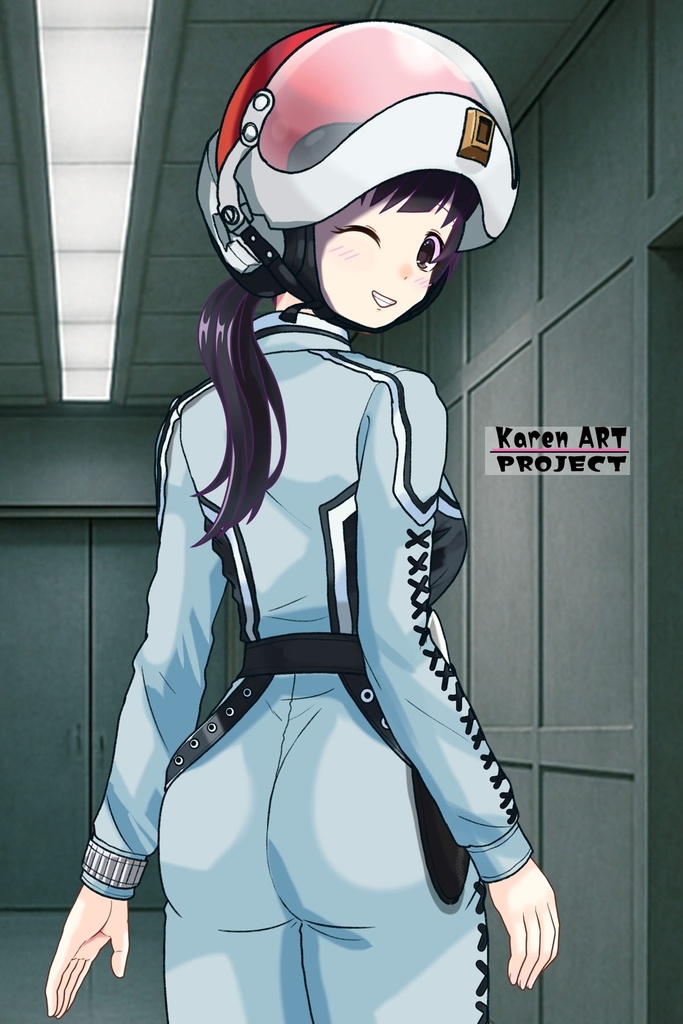 ゆりちゃん+友里アンヌのウルトラ警備隊制服【ウルトラセブン03】背面アングル Yuri is wearing Anne Yuri's Uniform【Ultraseven03】Back Angle