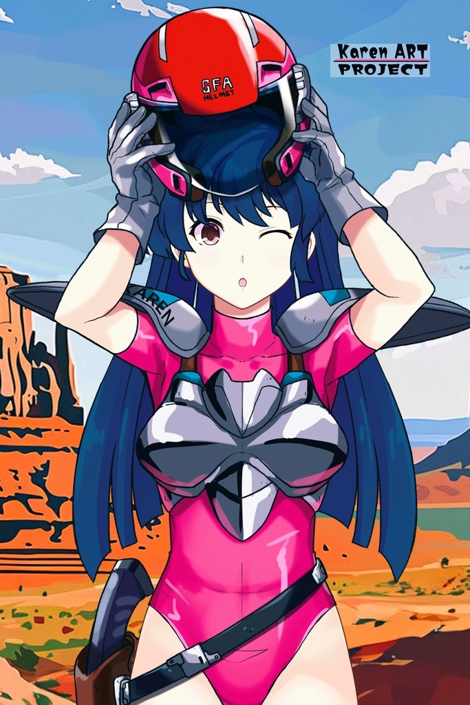カレンちゃん+天現寺ひろみのパイロットスーツ 【バーニングフォース01】正面アングル Karen is wearing Hiromi Tenzenji's Pilot Suit【BURNING FORCE01】Front Angle