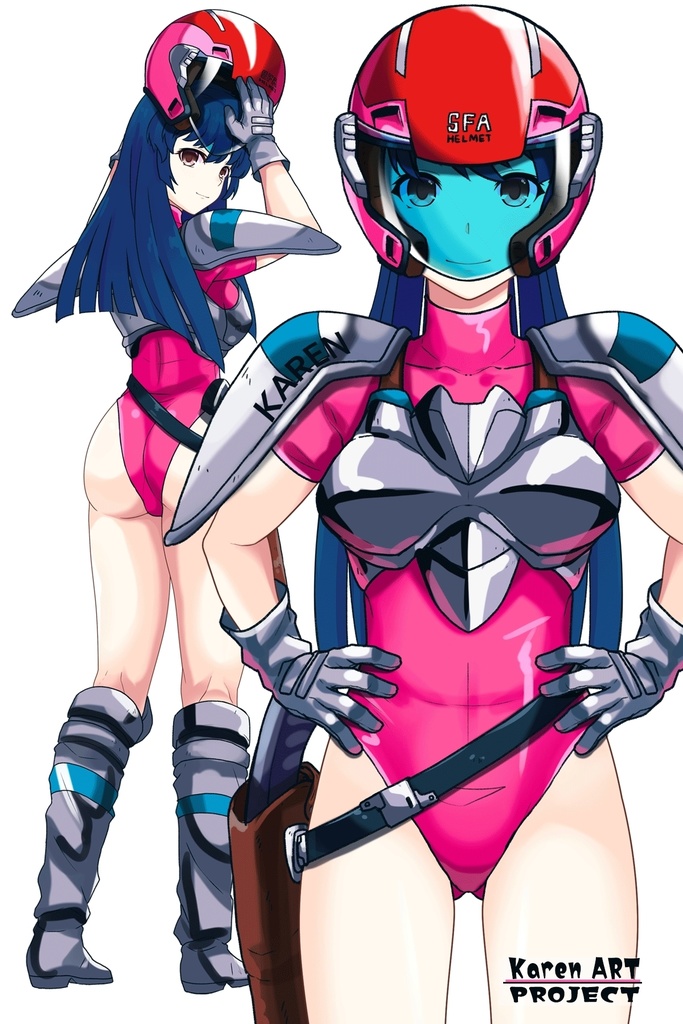 カレンちゃん+天現寺ひろみのパイロットスーツ 【バーニングフォース01】正面アングル Karen is wearing Hiromi Tenzenji's Pilot Suit【BURNING FORCE01】Front Angle