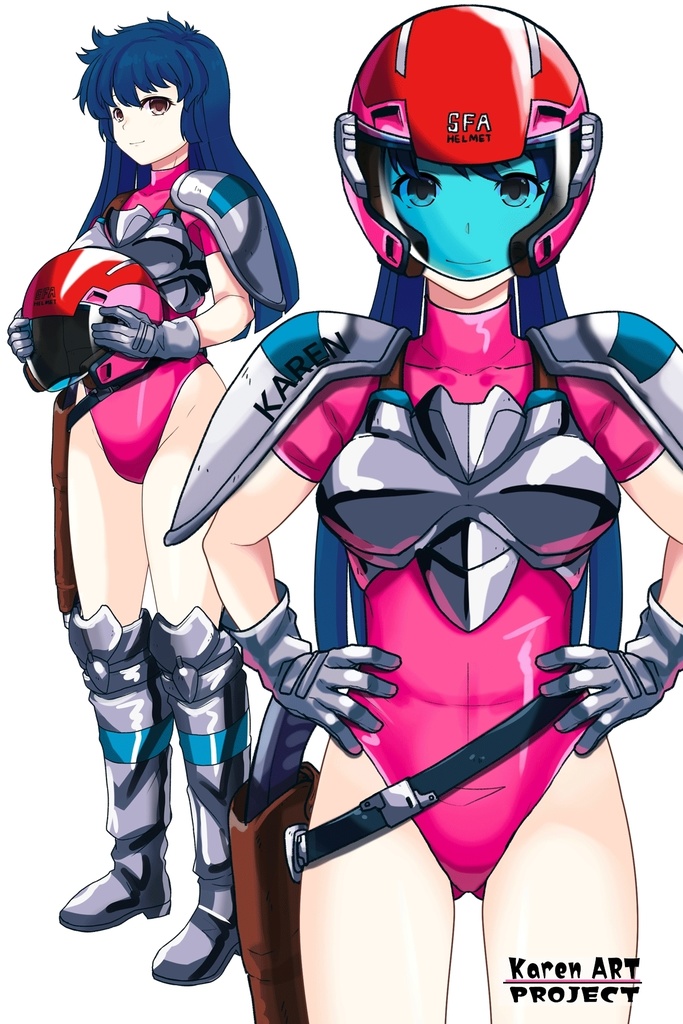 カレンちゃん+天現寺ひろみのパイロットスーツ 【バーニングフォース01】正面アングル Karen is wearing Hiromi Tenzenji's Pilot Suit【BURNING FORCE01】Front Angle