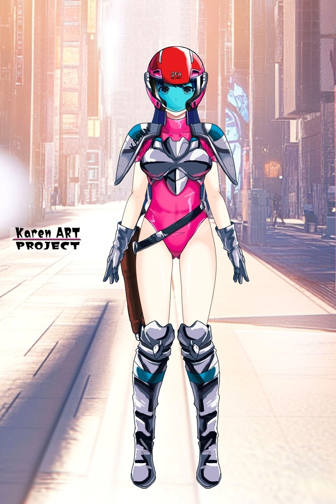 カレンちゃん+天現寺ひろみのパイロットスーツ 【バーニングフォース01】正面アングル Karen is wearing Hiromi Tenzenji's Pilot Suit【BURNING FORCE01】Front Angle