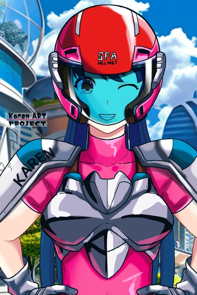 カレンちゃん+天現寺ひろみのパイロットスーツ 【バーニングフォース01】正面アングル Karen is wearing Hiromi Tenzenji's Pilot Suit【BURNING FORCE01】Front Angle