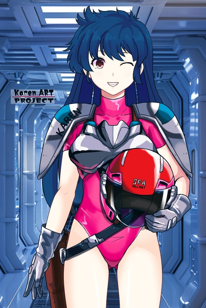 カレンちゃん+天現寺ひろみのパイロットスーツ 【バーニングフォース01】正面アングル Karen is wearing Hiromi Tenzenji's Pilot Suit【BURNING FORCE01】Front Angle