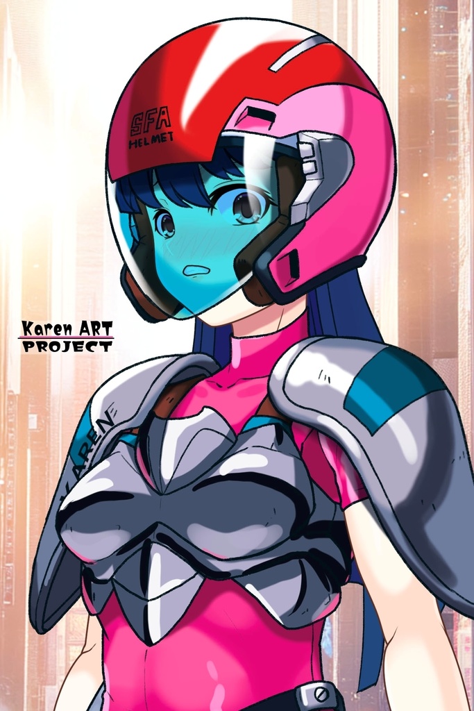 カレンちゃん+天現寺ひろみのパイロットスーツ【バーニングフォース02】斜め前アングル Karen is wearing Hiromi Tenzenji's Pilot Suit【BURNING FORCE02】Diagonal front angle