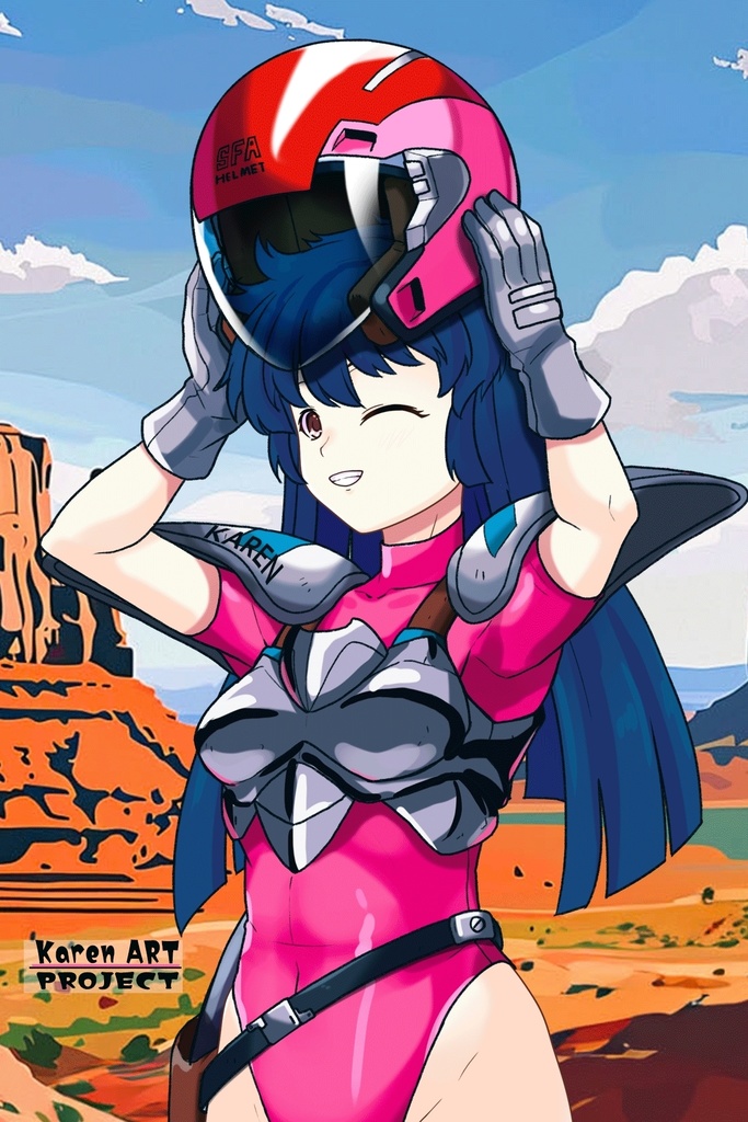 カレンちゃん+天現寺ひろみのパイロットスーツ【バーニングフォース02】斜め前アングル Karen is wearing Hiromi Tenzenji's Pilot Suit【BURNING FORCE02】Diagonal front angle