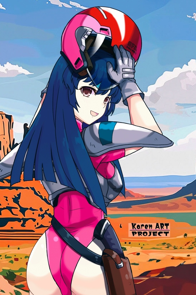 カレンちゃん+天現寺ひろみのパイロットスーツ【バーニングフォース03】背面アングル Karen is wearing Hiromi Tenzenji's Pilot Suit【BURNING FORCE03】Back Angle