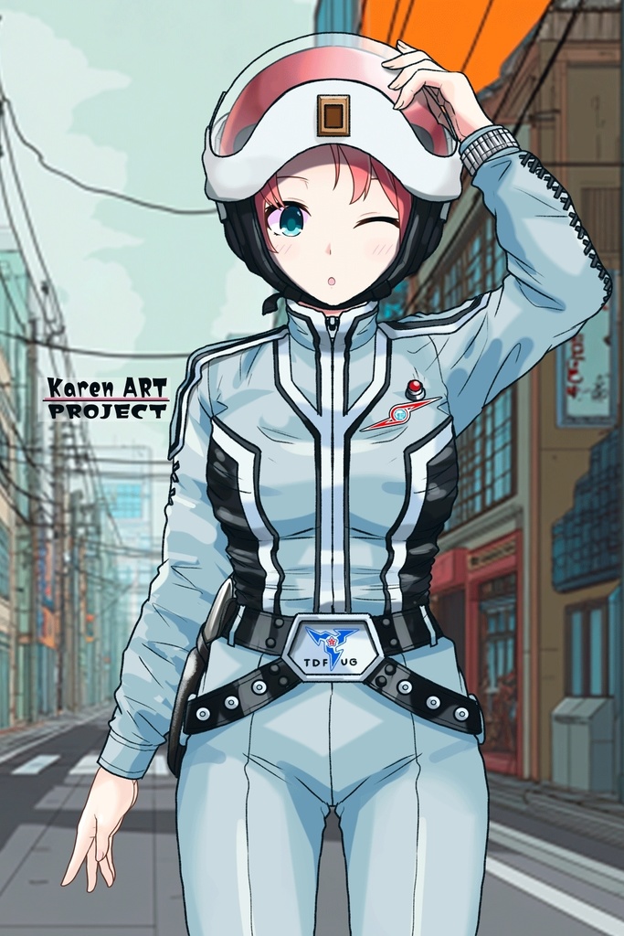 亜美ちゃん+友里アンヌのウルトラ警備隊制服 【ウルトラセブン01】正面アングル Ami is wearing Anne Yuri's Uniform【Ultraseven01】Front Angle