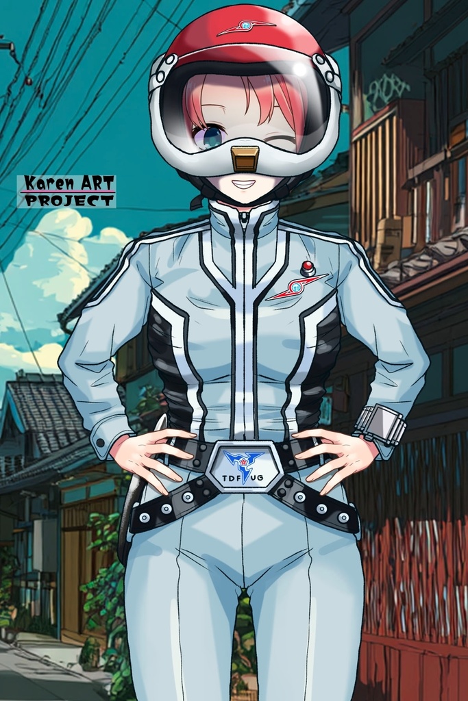 亜美ちゃん+友里アンヌのウルトラ警備隊制服 【ウルトラセブン01】正面アングル Ami is wearing Anne Yuri's Uniform【Ultraseven01】Front Angle