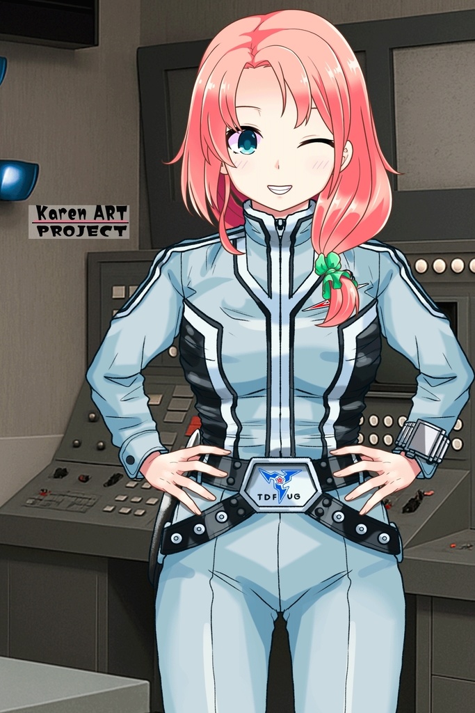 亜美ちゃん+友里アンヌのウルトラ警備隊制服 【ウルトラセブン01】正面アングル Ami is wearing Anne Yuri's Uniform【Ultraseven01】Front Angle