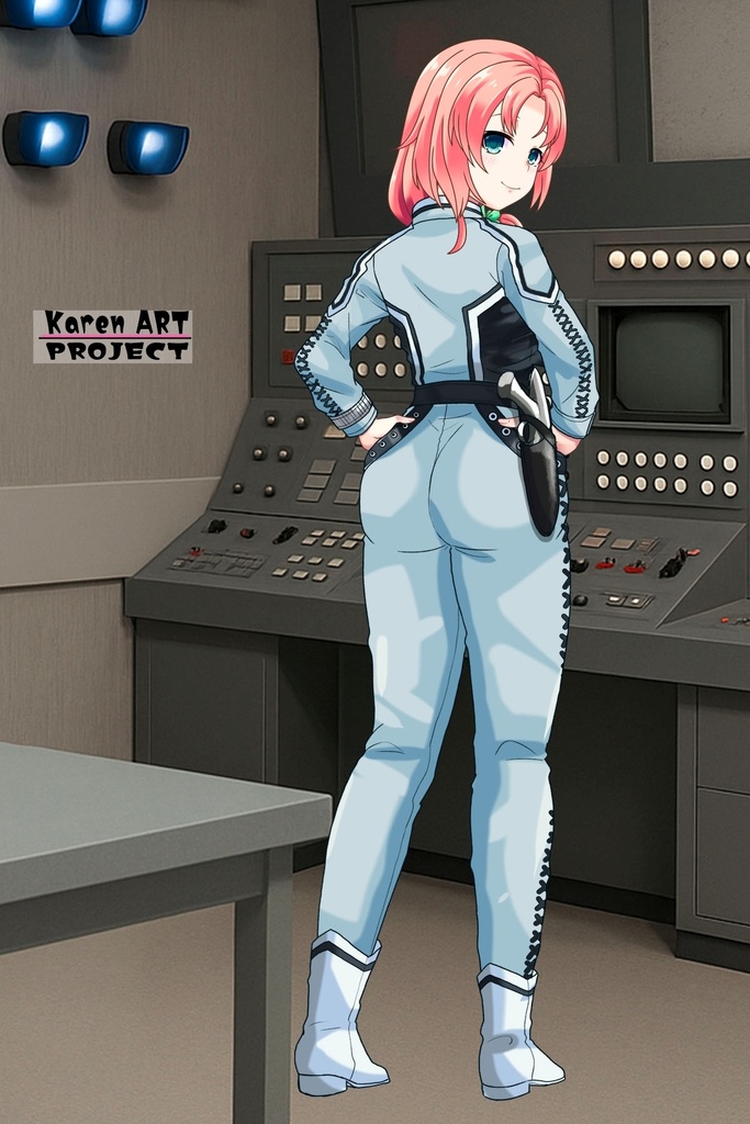 亜美ちゃん+友里アンヌのウルトラ警備隊制服【ウルトラセブン03】背面アングル Ami is wearing Anne Yuri's Uniform【Ultraseven03】Back Angle