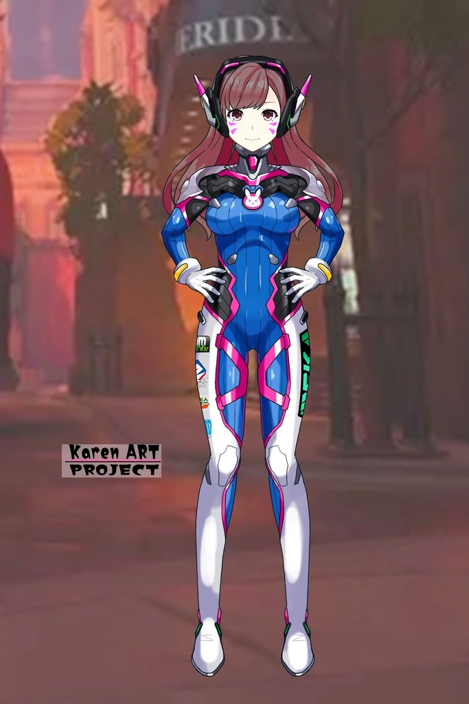 カレンちゃん+D.Vaのパイロットスーツ 【Overwatch2-01】正面アングル Karen is wearing D.Va's Pilot Suit【Overwatch2-01】Front Angle