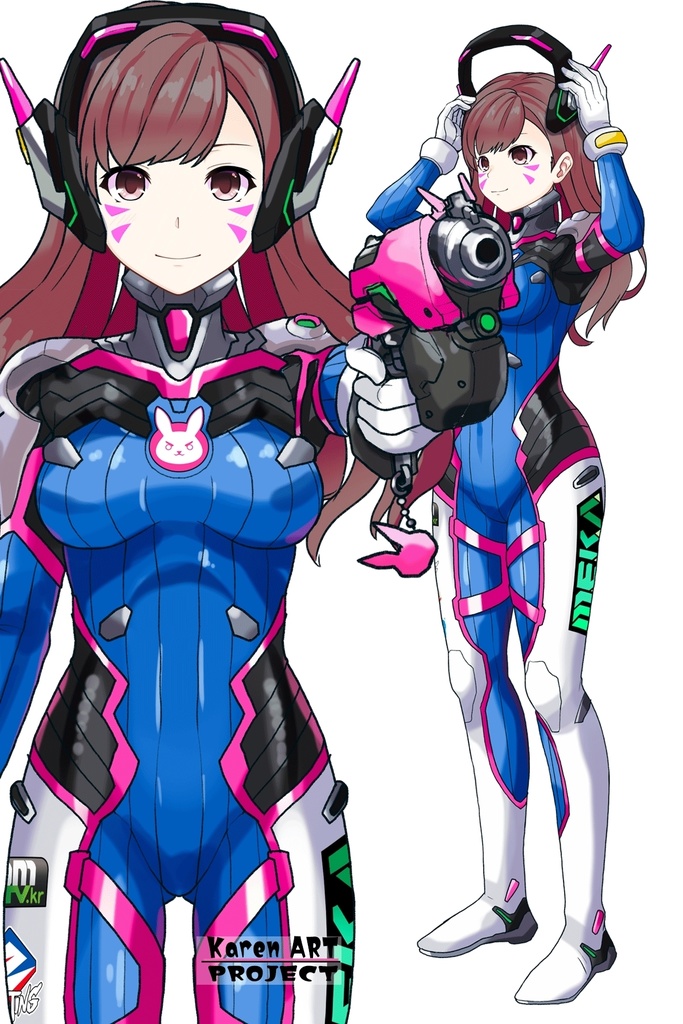 カレンちゃん+D.Vaのパイロットスーツ 【Overwatch2-01】正面アングル Karen is wearing D.Va's Pilot Suit【Overwatch2-01】Front Angle