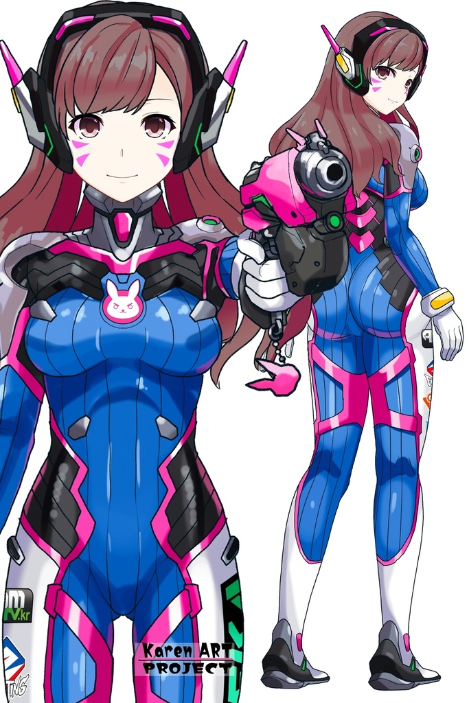 カレンちゃん+D.Vaのパイロットスーツ 【Overwatch2-01】正面アングル Karen is wearing D.Va's Pilot Suit【Overwatch2-01】Front Angle