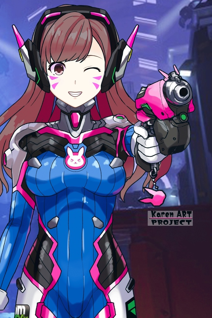 カレンちゃん+D.Vaのパイロットスーツ 【Overwatch2-01】正面アングル Karen is wearing D.Va's Pilot Suit【Overwatch2-01】Front Angle