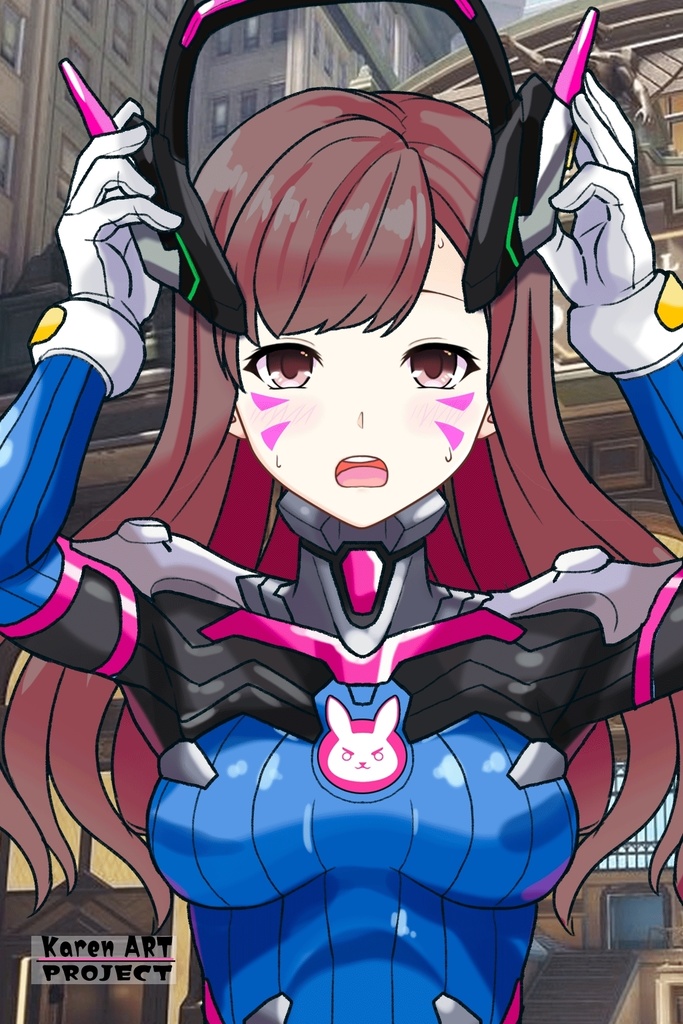 カレンちゃん+D.Vaのパイロットスーツ 【Overwatch2-01】正面アングル Karen is wearing D.Va's Pilot Suit【Overwatch2-01】Front Angle