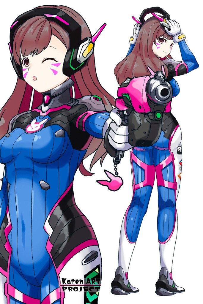 カレンちゃん+D.Vaのパイロットスーツ【Overwatch2-02】斜め前アングル Karen is wearing D.Va's Pilot Suit【Overwatch2-02】Diagonal front angle