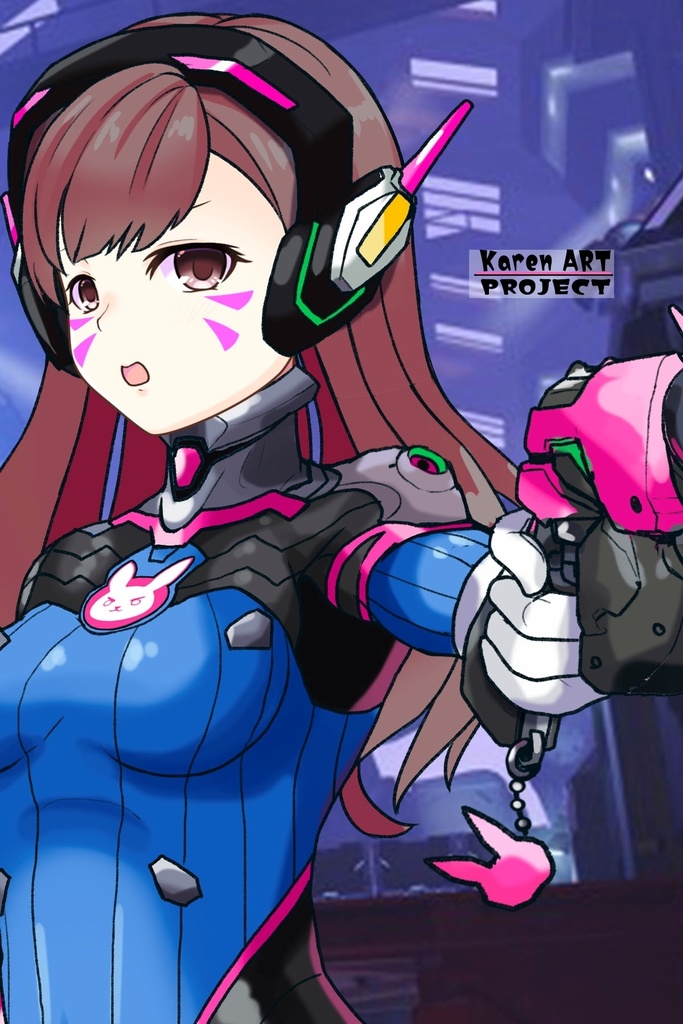 カレンちゃん+D.Vaのパイロットスーツ【Overwatch2-02】斜め前アングル Karen is wearing D.Va's Pilot Suit【Overwatch2-02】Diagonal front angle
