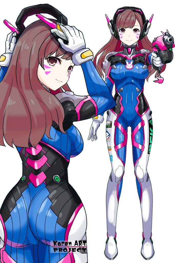 カレンちゃん+D.Vaのパイロットスーツ【Overwatch2-03】背面アングル Karen is wearing D.Va's Pilot Suit【Overwatch2-03】Back Angle