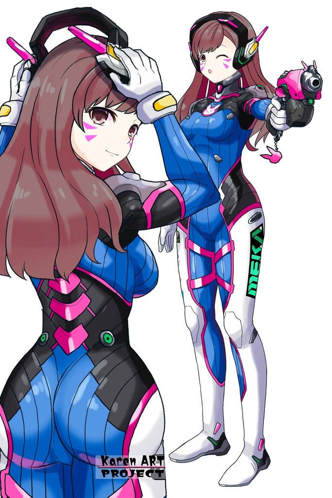 カレンちゃん+D.Vaのパイロットスーツ【Overwatch2-03】背面アングル Karen is wearing D.Va's Pilot Suit【Overwatch2-03】Back Angle