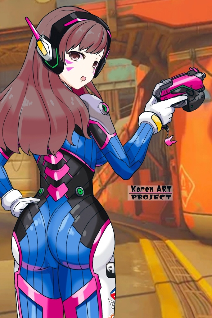 カレンちゃん+D.Vaのパイロットスーツ【Overwatch2-03】背面アングル Karen is wearing D.Va's Pilot Suit【Overwatch2-03】Back Angle