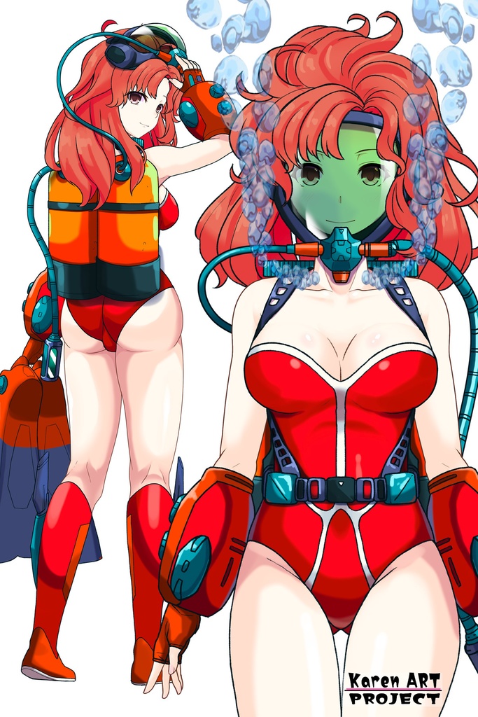 カレンちゃん+マリーンのダイビング装備 【タイタニックミステリー-蒼の戦慄-01】正面アングル Karen is wearing Marine's Diving Equipment【Titanic Mystery: The Blue Tremor01】Front Angle