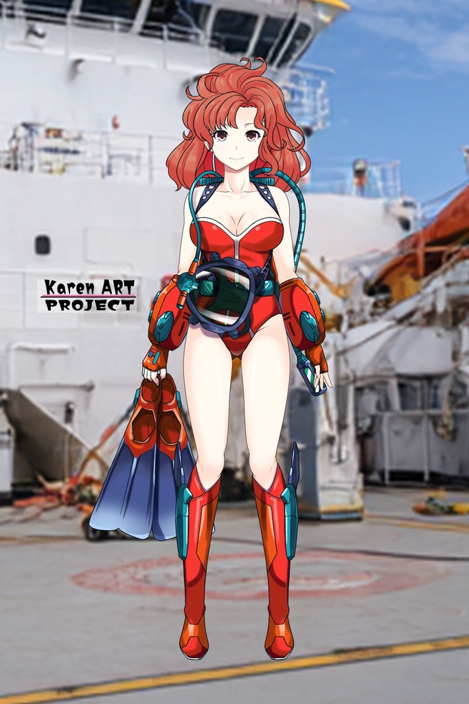 カレンちゃん+マリーンのダイビング装備 【タイタニックミステリー-蒼の戦慄-01】正面アングル Karen is wearing Marine's Diving Equipment【Titanic Mystery: The Blue Tremor01】Front Angle