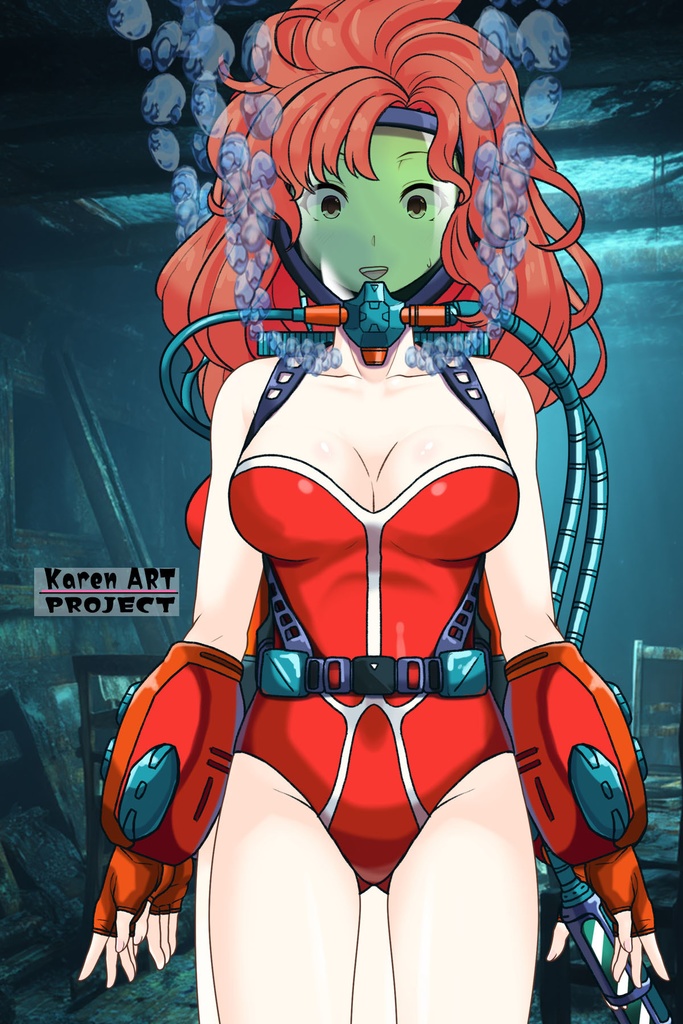 カレンちゃん+マリーンのダイビング装備 【タイタニックミステリー-蒼の戦慄-01】正面アングル Karen is wearing Marine's Diving Equipment【Titanic Mystery: The Blue Tremor01】Front Angle