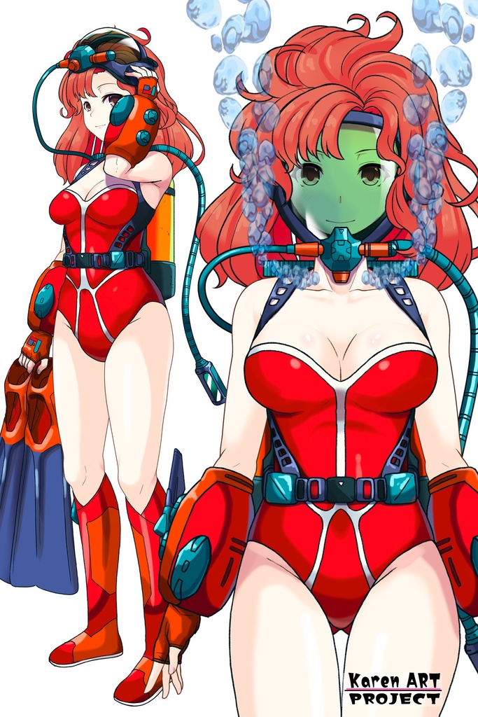 カレンちゃん+マリーンのダイビング装備 【タイタニックミステリー-蒼の戦慄-01】正面アングル Karen is wearing Marine's Diving Equipment【Titanic Mystery: The Blue Tremor01】Front Angle