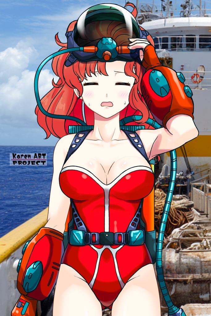 カレンちゃん+マリーンのダイビング装備 【タイタニックミステリー-蒼の戦慄-01】正面アングル Karen is wearing Marine's Diving Equipment【Titanic Mystery: The Blue Tremor01】Front Angle