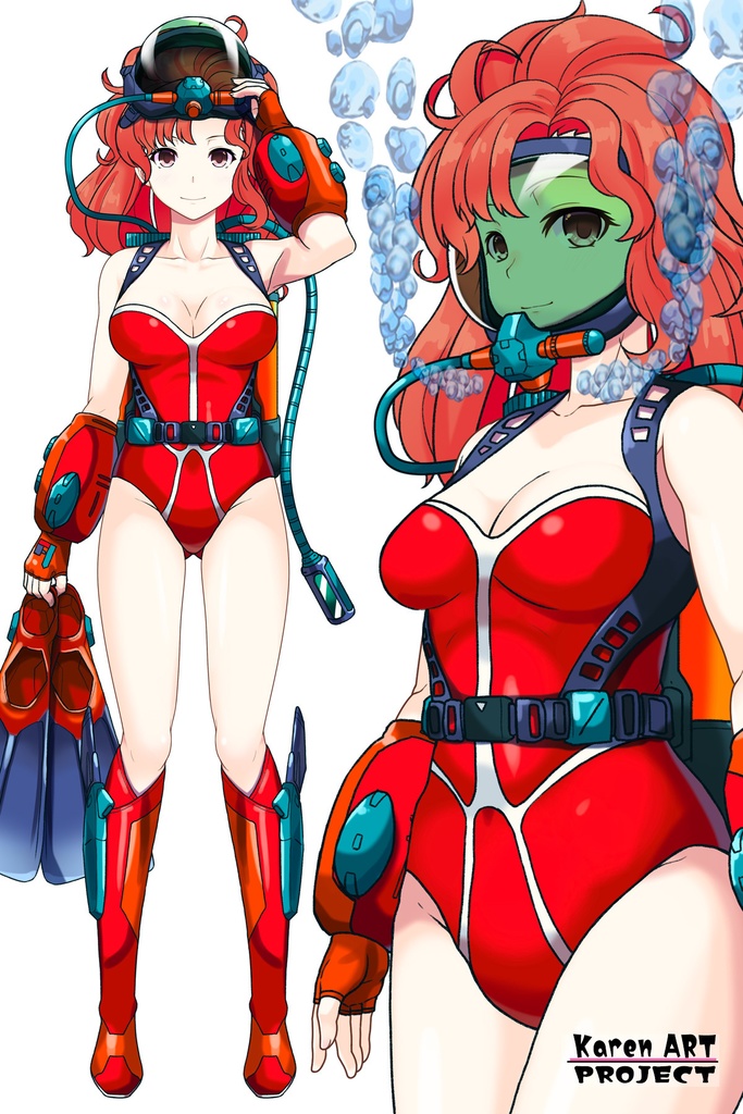 カレンちゃん+マリーンのダイビング装備【タイタニックミステリー-蒼の戦慄-02】斜め前アングル Karen is wearing Diving Equipment【Titanic Mystery: The Blue Tremor02】Diagonal front angle