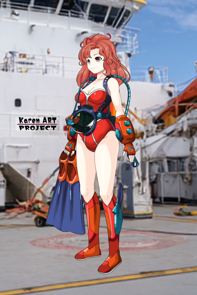 カレンちゃん+マリーンのダイビング装備【タイタニックミステリー-蒼の戦慄-02】斜め前アングル Karen is wearing Diving Equipment【Titanic Mystery: The Blue Tremor02】Diagonal front angle