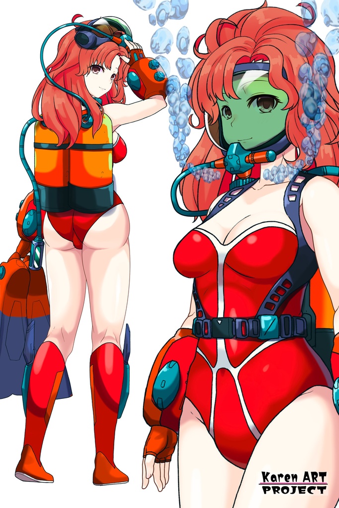カレンちゃん+マリーンのダイビング装備【タイタニックミステリー-蒼の戦慄-02】斜め前アングル Karen is wearing Diving Equipment【Titanic Mystery: The Blue Tremor02】Diagonal front angle