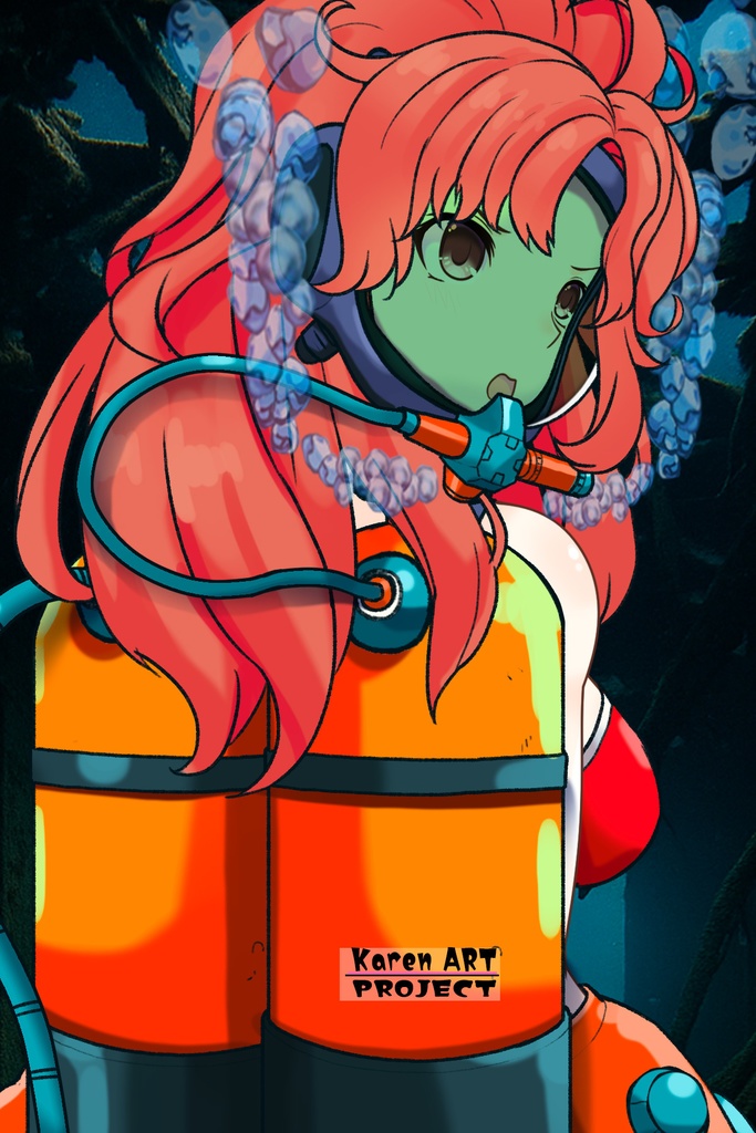 カレンちゃん+マリーンのダイビング装備【タイタニックミステリー-蒼の戦慄-03】背面アングル Karen is wearing Diving Equipment【Titanic Mystery: The Blue Tremor03】Back Angle
