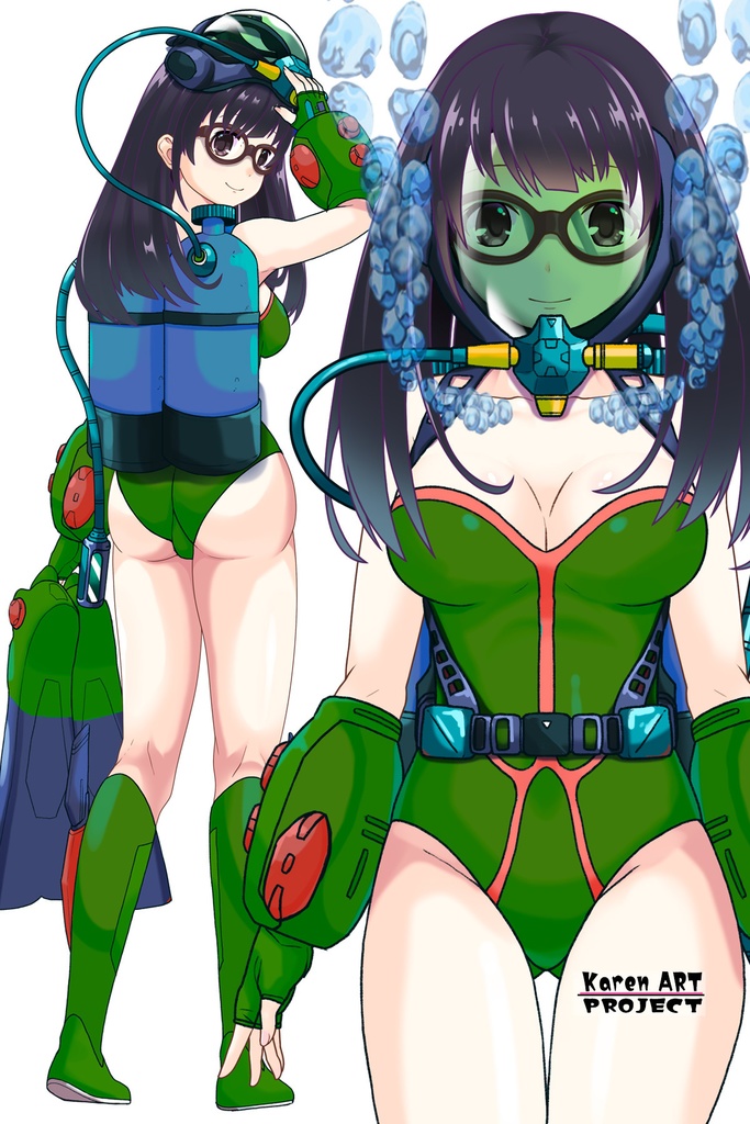 ゆりちゃん+ももこのダイビング装備 【タイタニックミステリー-蒼の戦慄-01】正面アングル Yuri is wearing Momoko's Diving Equipment【Titanic Mystery: The Blue Tremor01】Front Angle