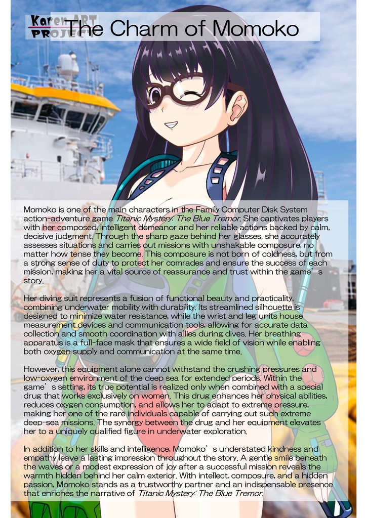 ゆりちゃん+ももこのダイビング装備 【タイタニックミステリー-蒼の戦慄-01】正面アングル Yuri is wearing Momoko's Diving Equipment【Titanic Mystery: The Blue Tremor01】Front Angle