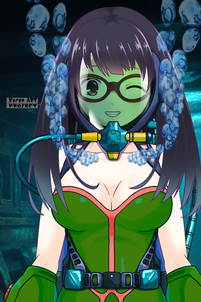 ゆりちゃん+ももこのダイビング装備 【タイタニックミステリー-蒼の戦慄-01】正面アングル Yuri is wearing Momoko's Diving Equipment【Titanic Mystery: The Blue Tremor01】Front Angle