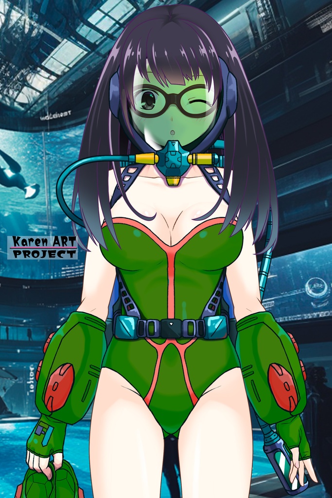 ゆりちゃん+ももこのダイビング装備 【タイタニックミステリー-蒼の戦慄-01】正面アングル Yuri is wearing Momoko's Diving Equipment【Titanic Mystery: The Blue Tremor01】Front Angle